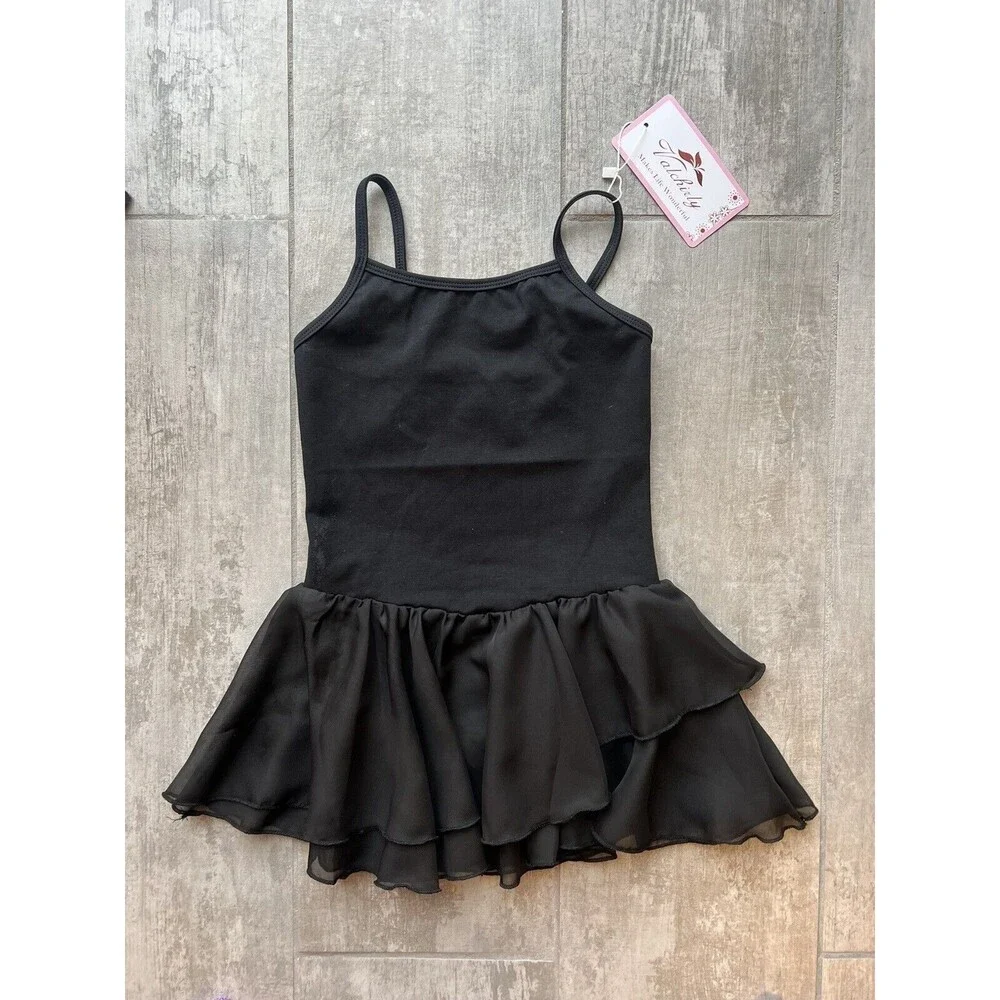 Camisole Ballet Leotard Dance Gymnastics One Piece Outfit Chiffon Tutu Skirt S 6